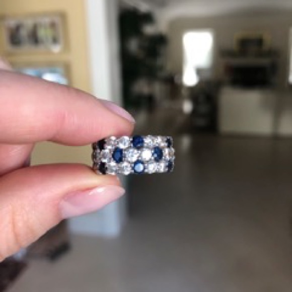 Jewelry - 14k White Gold Diamond and Sapphire Ring